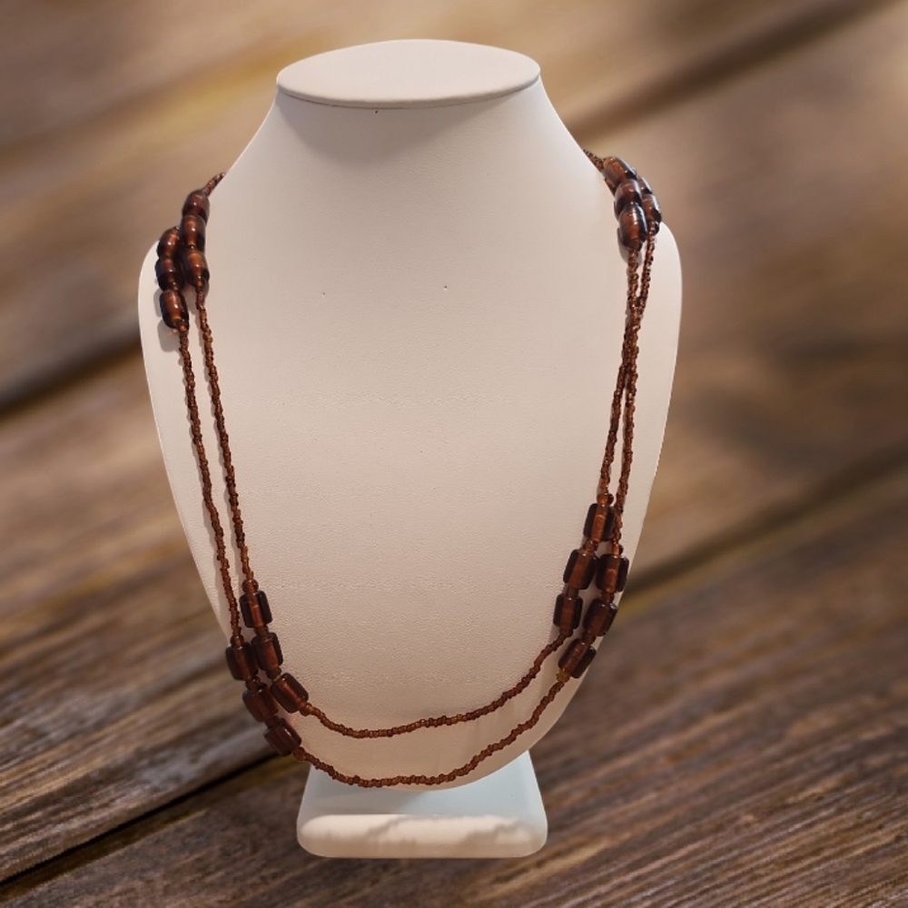 Vintage Elegant & Rare Glass Beaded Long Necklace.